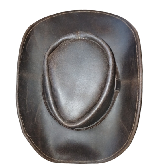 Vintage Brown Leather Cowboy Hat size Small - Picture 5 of 13